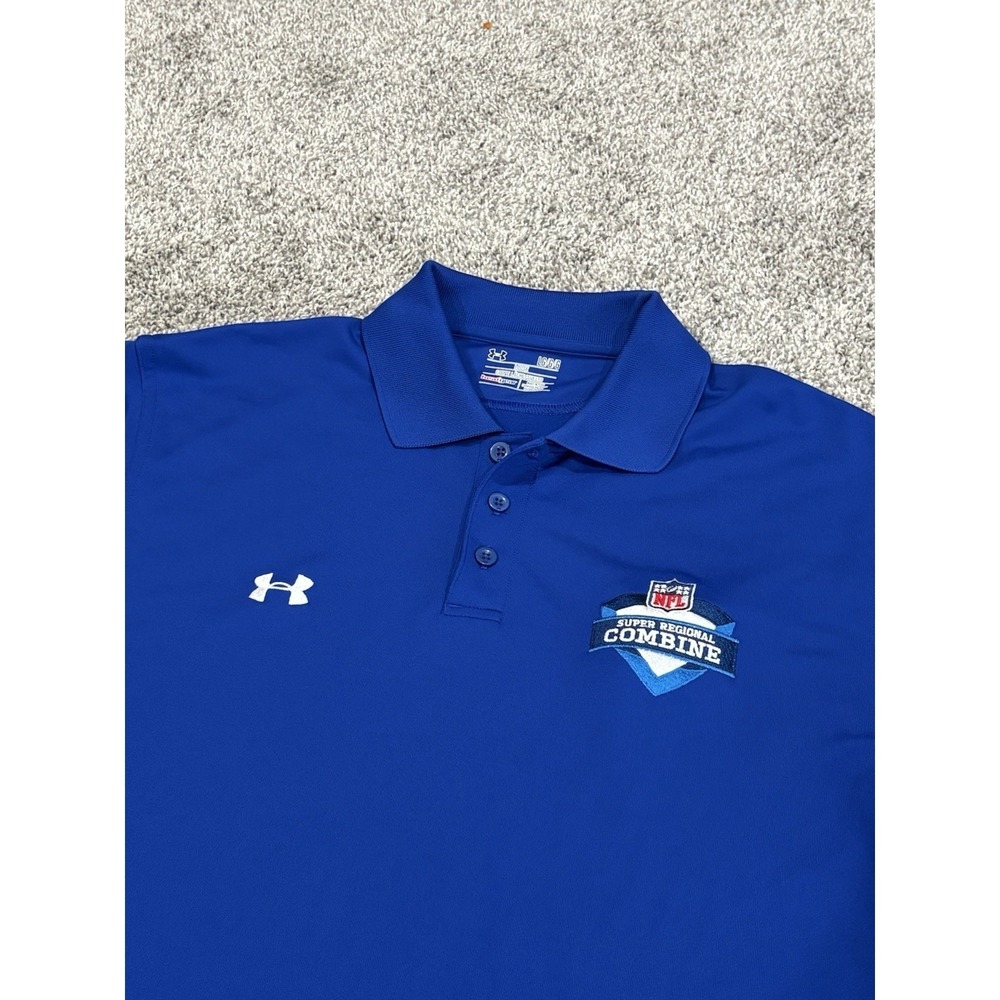 Under Armour NFL Super Regional Combine Polo Shirt Mens Large Blue Golf Athletic